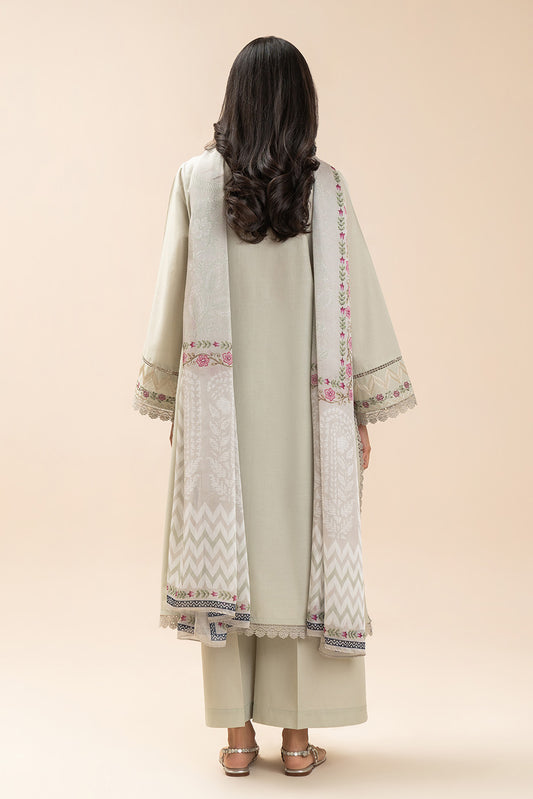 3 PIECE EMBROIDERED LAWN SUIT-TAUPE ROYALE (UNSTITCHED)