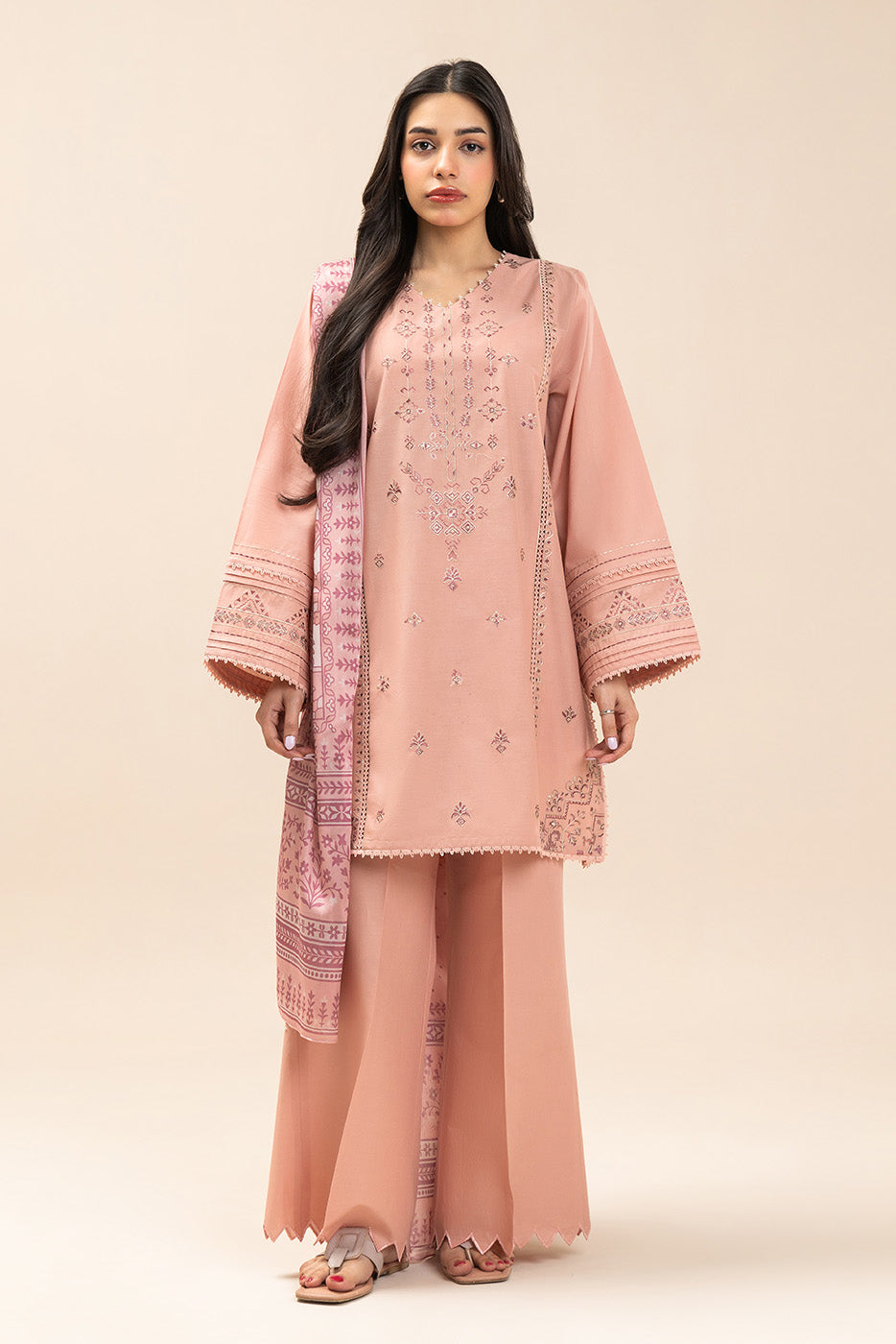 3 PIECE EMBROIDERED LAWN SUIT-PASTEL PEARL (UNSTITCHED)
