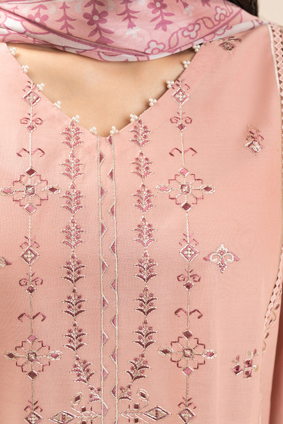 3 PIECE EMBROIDERED LAWN SUIT-PASTEL PEARL (UNSTITCHED)