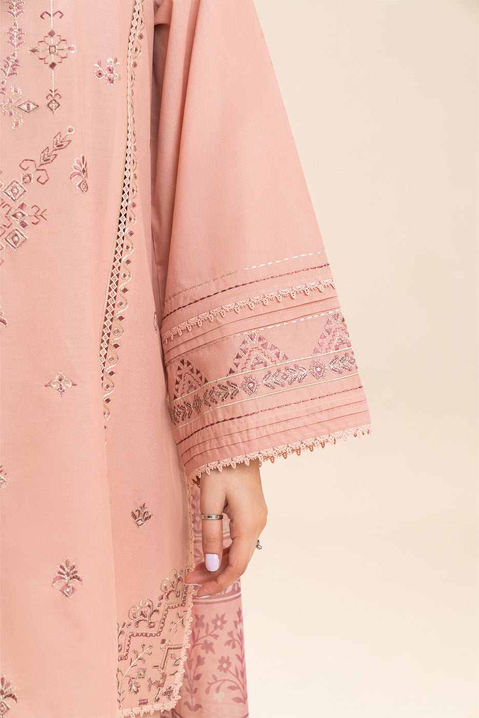 3 PIECE EMBROIDERED LAWN SUIT-PASTEL PEARL (UNSTITCHED)