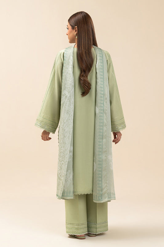 3 PIECE EMBROIDERED LAWN SUIT-GREEN SMOKE (UNSTITCHED)