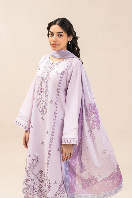 3 PIECE EMBROIDERED LAWN SUIT-MISTY LAVENDER (UNSTITCHED)