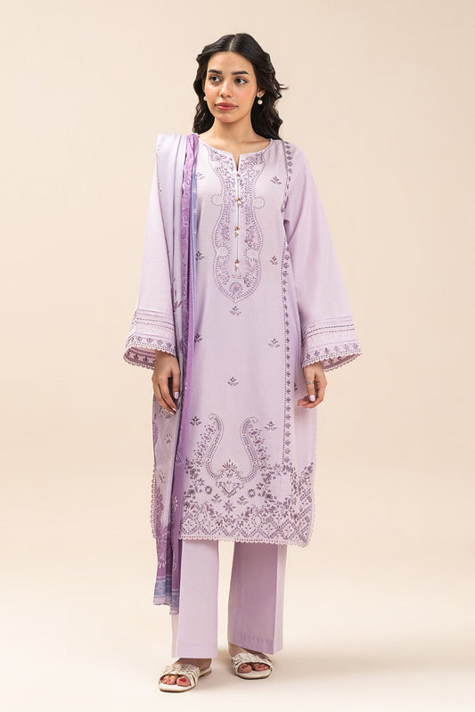 3 PIECE EMBROIDERED LAWN SUIT-MISTY LAVENDER (UNSTITCHED)