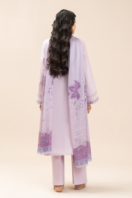 3 PIECE EMBROIDERED LAWN SUIT-MISTY LAVENDER (UNSTITCHED)