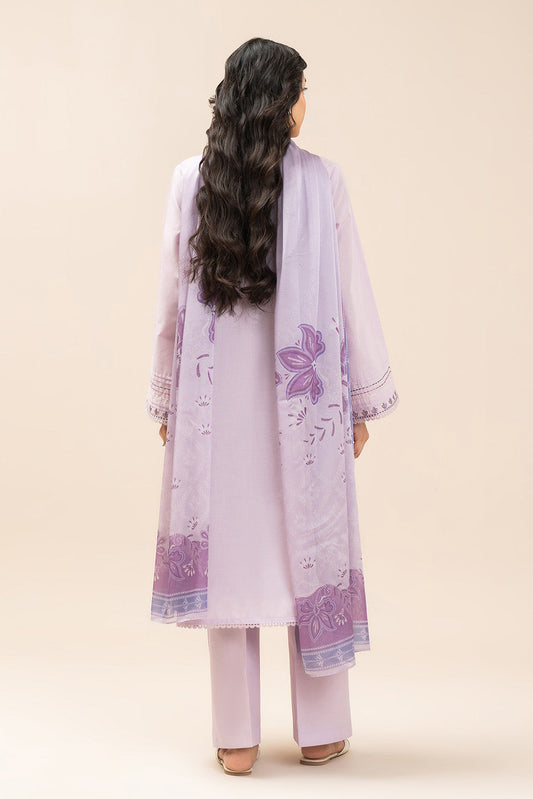 3 PIECE EMBROIDERED LAWN SUIT-MISTY LAVENDER (UNSTITCHED)