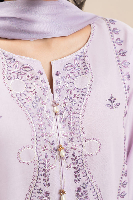 3 PIECE EMBROIDERED LAWN SUIT-MISTY LAVENDER (UNSTITCHED)