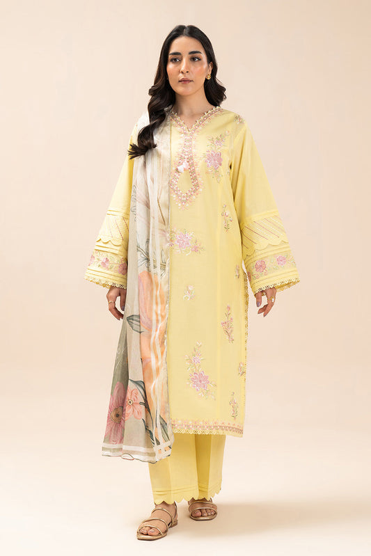 3 PIECE EMBROIDERED LAWN SUIT-LIME GARLAND (UNSTITCHED)