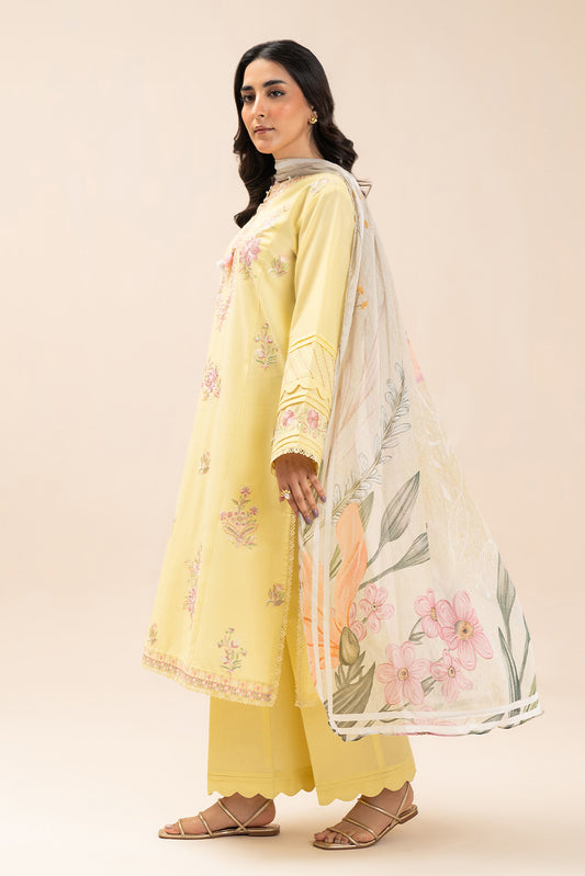 3 PIECE EMBROIDERED LAWN SUIT-LIME GARLAND (UNSTITCHED)