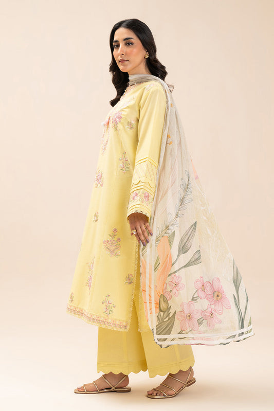 3 PIECE EMBROIDERED LAWN SUIT-LIME GARLAND (UNSTITCHED)