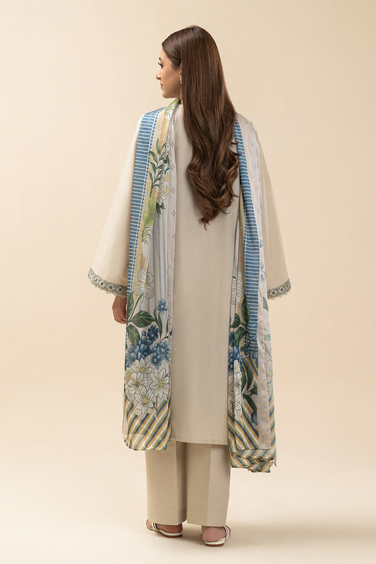 3 PIECE EMBROIDERED LAWN SUIT-IVORY ORCHARD (UNSTITCHED)