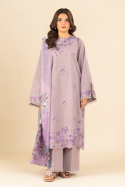 3 PIECE EMBROIDERED LAWN SUIT-ENCHANTED LILAC (UNSTITCHED)