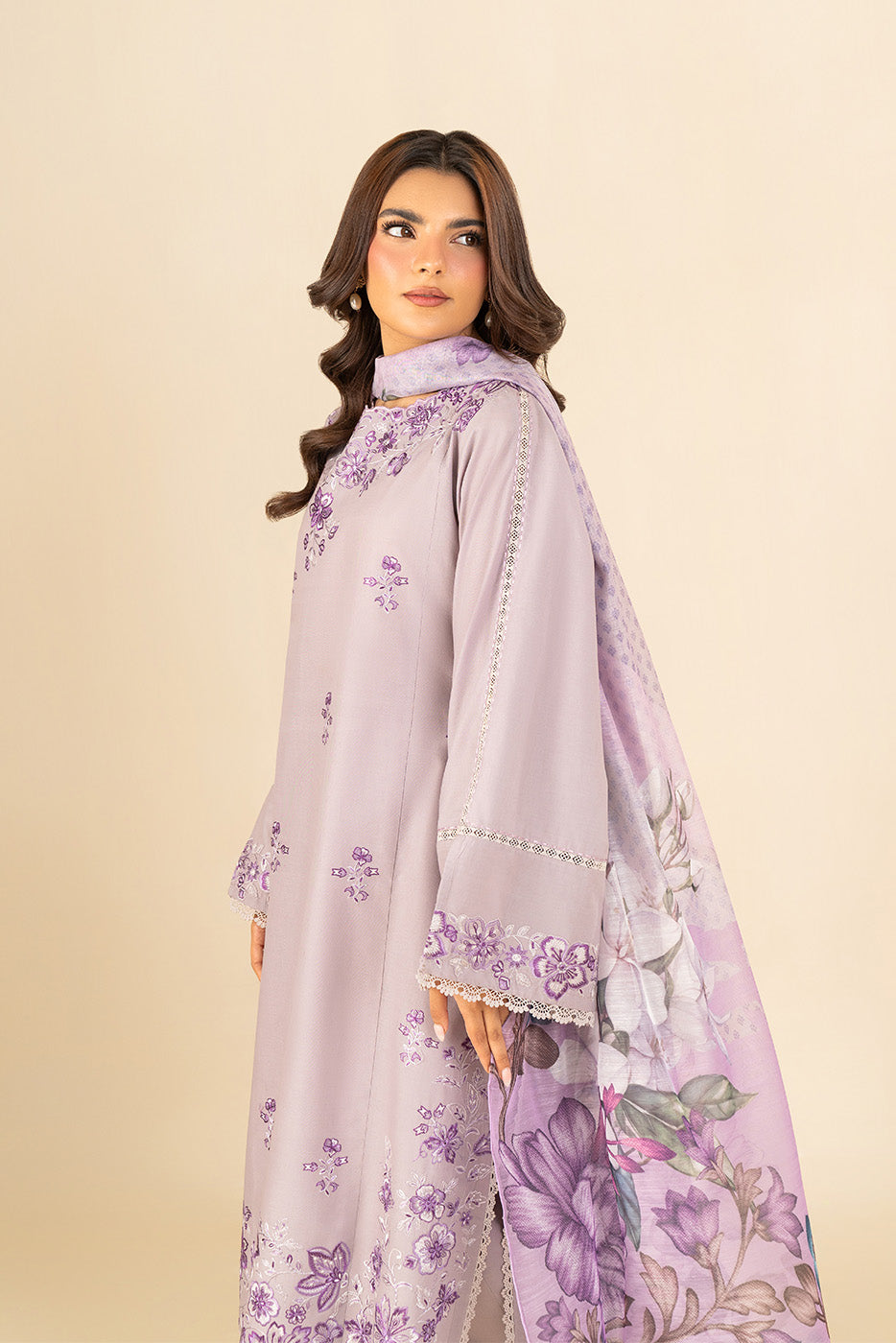3 PIECE EMBROIDERED LAWN SUIT-ENCHANTED LILAC (UNSTITCHED)