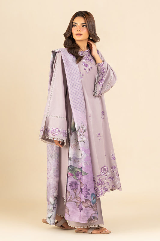 3 PIECE EMBROIDERED LAWN SUIT-ENCHANTED LILAC (UNSTITCHED)