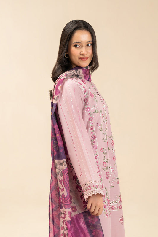 3 PIECE EMBROIDERED LAWN SUIT-PINK SERENITY (UNSTITCHED)