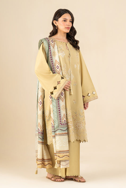 3 PIECE EMBROIDERED LAWN SUIT-FLAXEN REDOLENCE (UNSTITCHED)