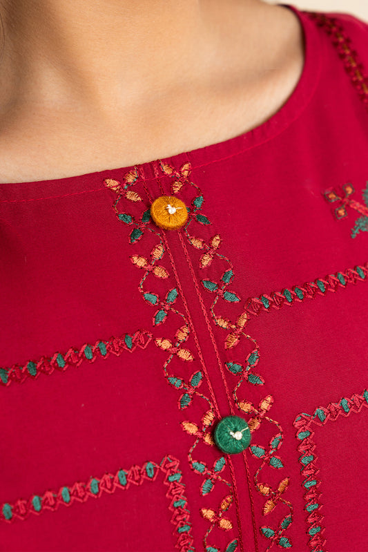 3 PIECE EMBROIDERED LAWN SUIT-IKKAT BERRY (UNSTITCHED)