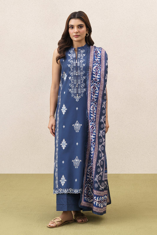 3 PIECE EMBROIDERED LAWN SUIT-MIDNIGHT MIRACLE (UNSTITCHED)