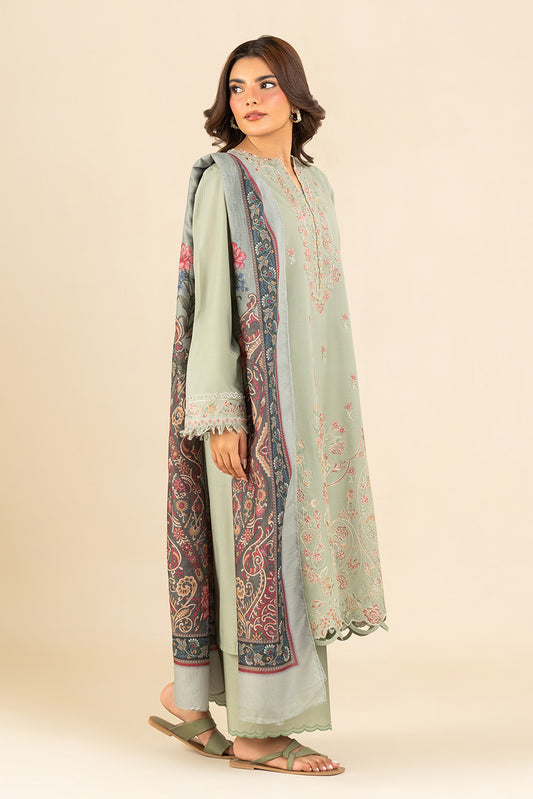 3 PIECE EMBROIDERED LAWN SUIT-SAGE SERENITY (UNSTITCHED)