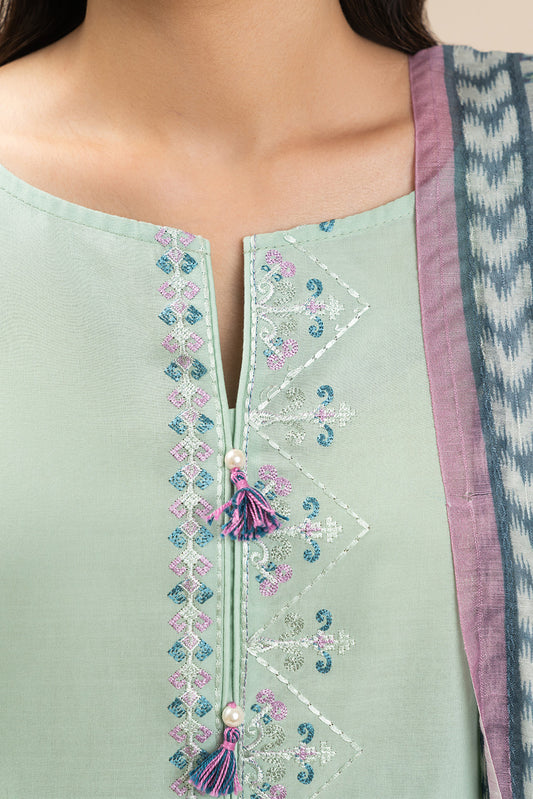 3 PIECE EMBROIDERED LAWN SUIT-MEADOW SAGE (UNSTITCHED)