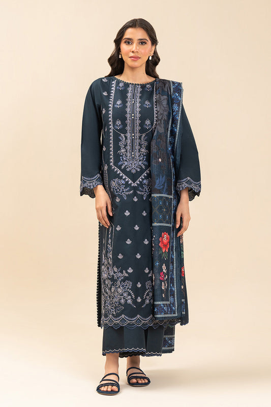 3 PIECE EMBROIDERED LAWN SUIT-MIDNIGHT QUARTZ (UNSTITCHED)