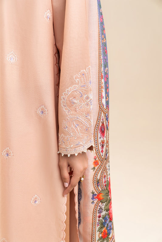 3 PIECE EMBROIDERED LAWN SUIT-ROSE QUARTZ (UNSTITCHED)