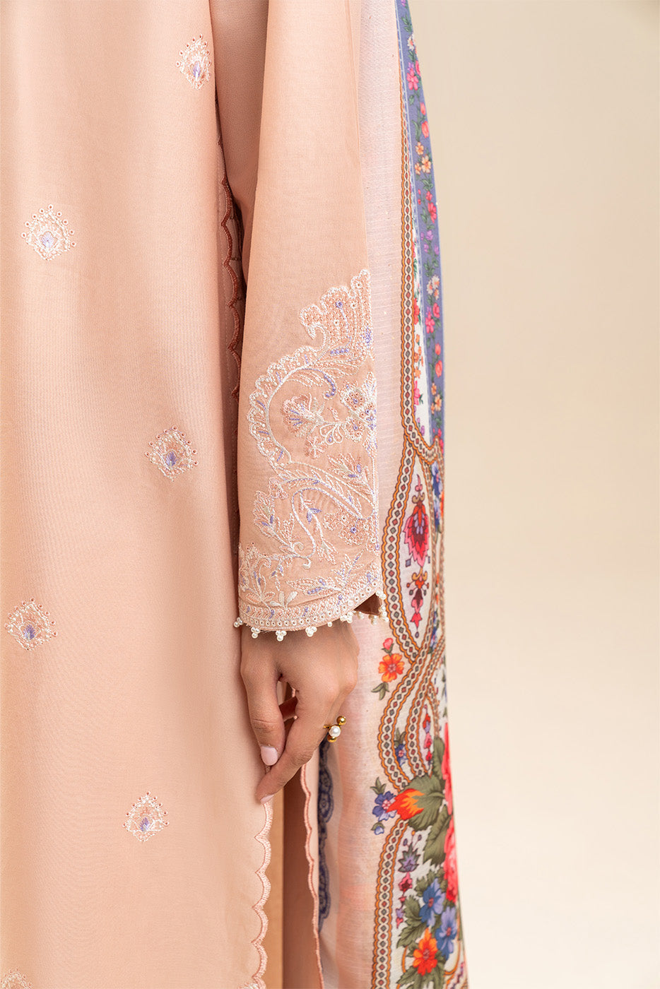 3 PIECE EMBROIDERED LAWN SUIT-ROSE QUARTZ (UNSTITCHED)