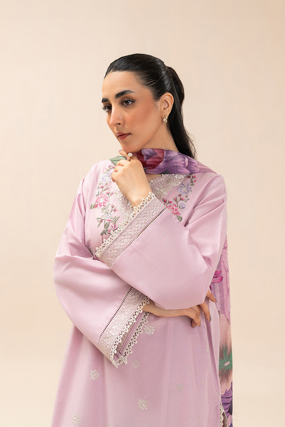 3 PIECE EMBROIDERED LAWN SUIT-BLUSH BREEZE (UNSTITCHED)