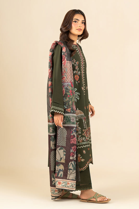 3 PIECE EMBROIDERED LAWN SUIT-FLORAL FOREST (UNSTITCHED)