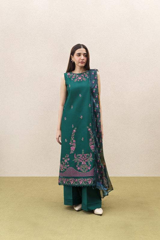 3 PIECE EMBROIDERED LAWN SUIT-EMERALD GLEAM (UNSTITCHED)