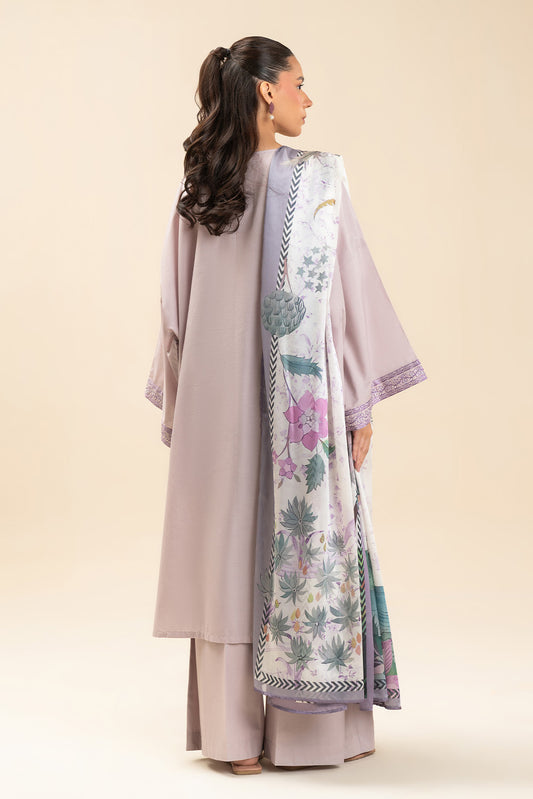 3 PIECE EMBROIDERED LAWN SUIT-ORCHID WHISPER (UNSTITCHED)
