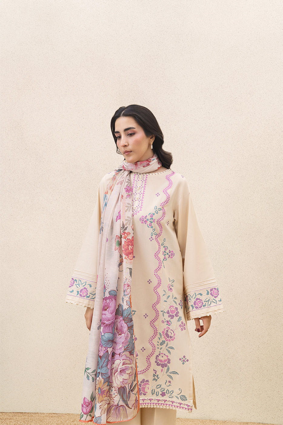3 PIECE EMBROIDERED LAWN SUIT-WHISPERING FLORALS (UNSTITCHED)