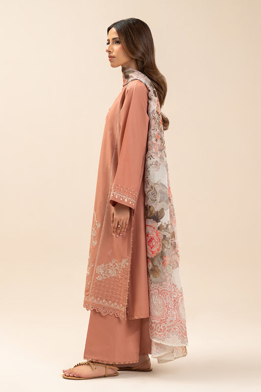3 PIECE EMBROIDERED LAWN SUIT-TERRACOTTA CLOUD (UNSTITCHED)