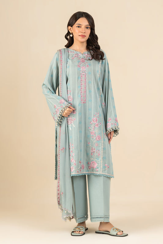3 PIECE EMBROIDERED SELF JACQUARD SUIT-SERENE SKY (UNSTITCHED)