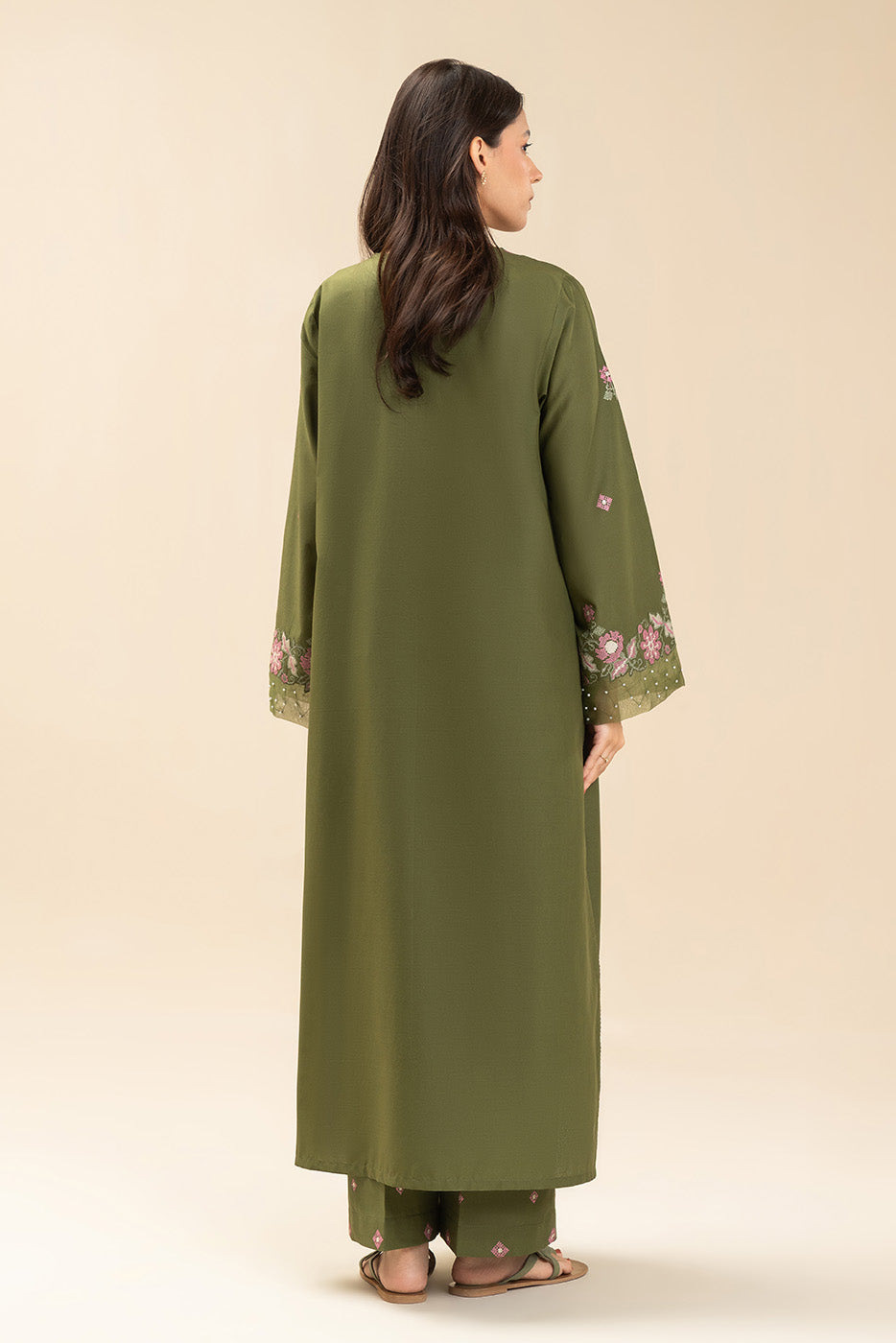 2 PICE EMBROIDERED LAWN SUIT-OLIVE VOYAGE (UNSTITCHED)