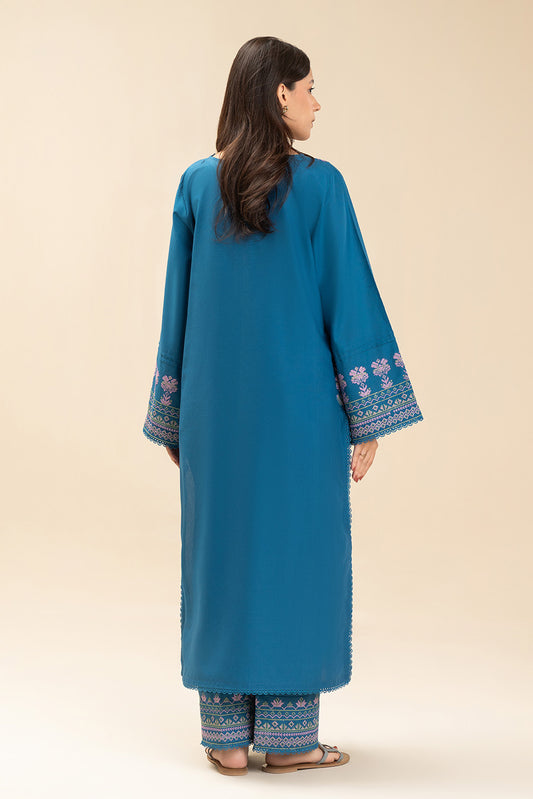 2 PICE EMBROIDERED LAWN SUIT-MARINE CHARM (UNSTITCHED)
