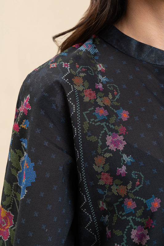 3 PICE PRINTED LAWN SUIT-DARK MYSTERY (UNSTITCHED)
