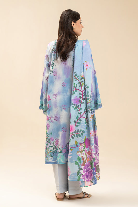 3 PICE PRINTED LAWN SUIT-COASTAL BREEZE (UNSTITCHED)