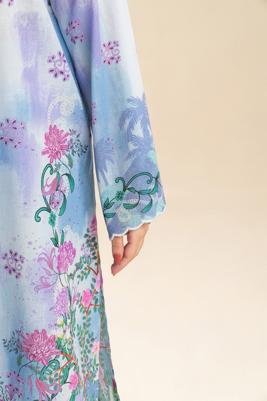 3 PICE PRINTED LAWN SUIT-COASTAL BREEZE (UNSTITCHED)