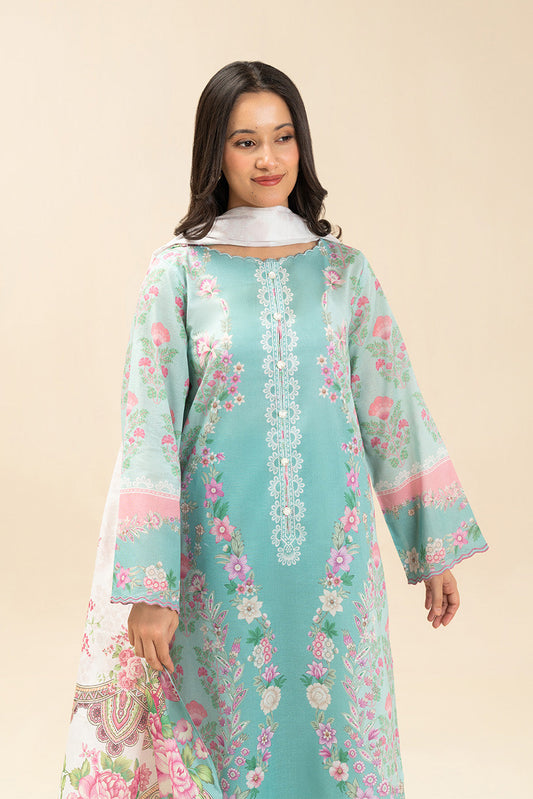3 PIECE PRINTED LAWN SUIT-FLORA BREEZE (UNSTITCHED)