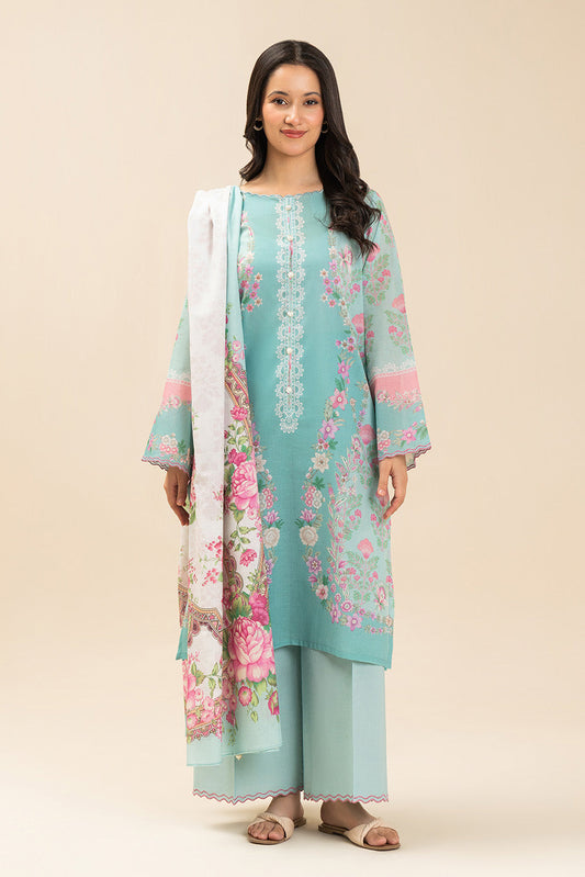 3 PIECE PRINTED LAWN SUIT-FLORA BREEZE (UNSTITCHED)