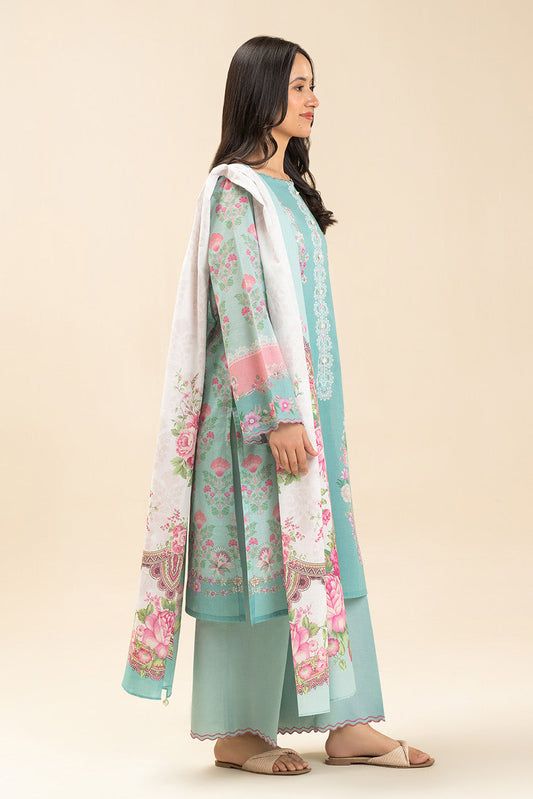 3 PIECE PRINTED LAWN SUIT-FLORA BREEZE (UNSTITCHED)