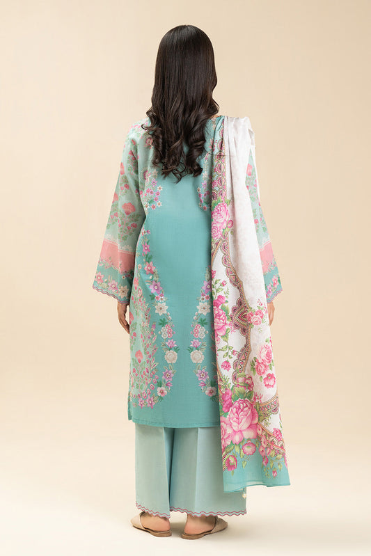3 PIECE PRINTED LAWN SUIT-FLORA BREEZE (UNSTITCHED)