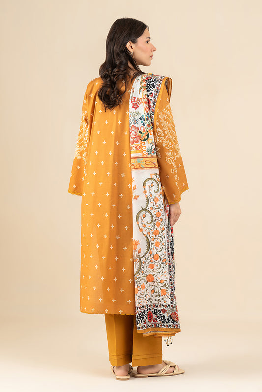 3 PIECE PRINTED LAWN SUIT-SOLAR WHIMSY (UNSTITCHED)