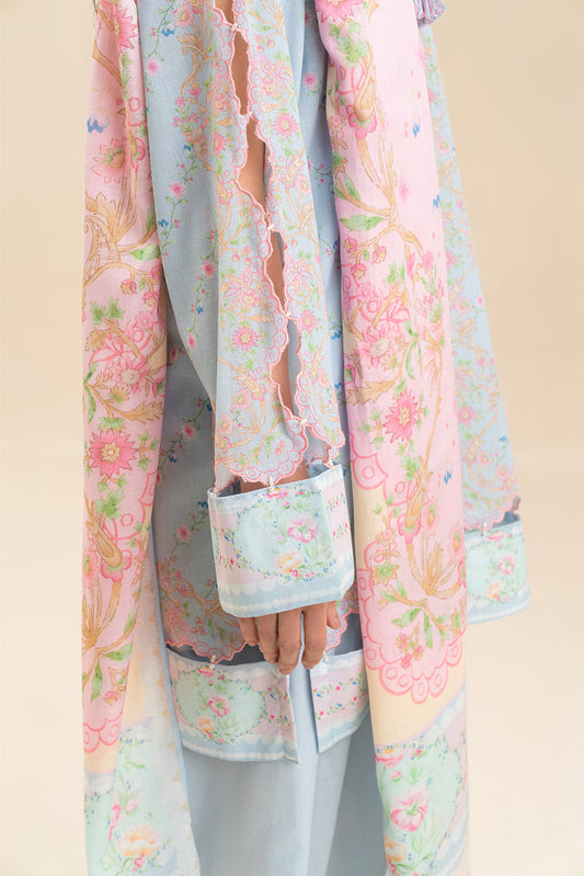 3 PIECE PRINTED LAWN SUIT-PASTEL DELICACY (UNSTITCHED)