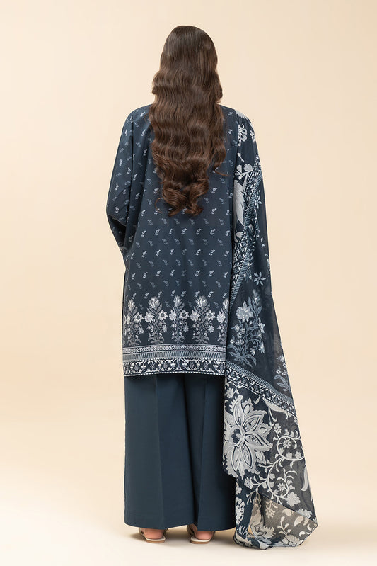 3 PIECE PRINTED LAWN SUIT-MYSTIC TIDE (UNSTITCHED)