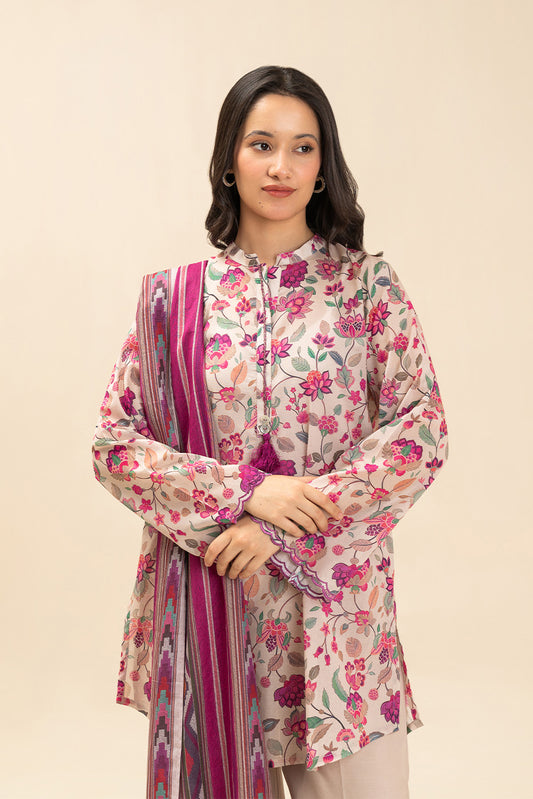 3 PIECE PRINTED LAWN SUIT- (UNSTITCHED)