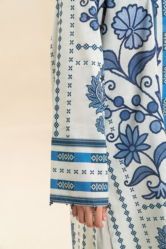 3 PICE PRINTED LAWN SUIT-MAGICIANS BLUE (UNSTITCHED)