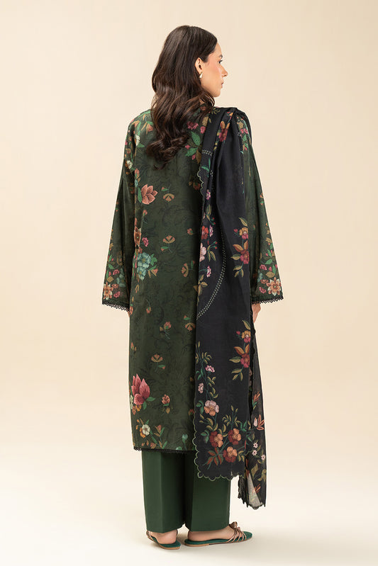 3 PIECE PRINTED LAWN SUIT-NOIR VINE (UNSTITCHED)
