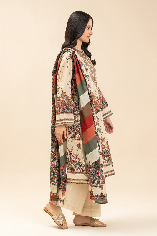3 PIECE PRINTED LAWN SUIT-PETAL MUSE (UNSTITCHED)
