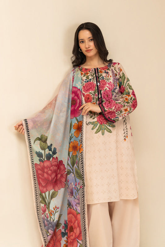 3 PIECE PRINTED LAWN SUIT-BLUSH BOTANICA (UNSTITCHED)